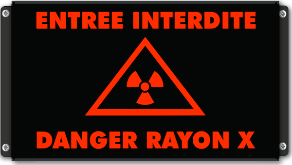 pictoafficheur lumineux de signalisation ENTREE INTERDITE DANGER RAYON X avec pictogramme Radiations